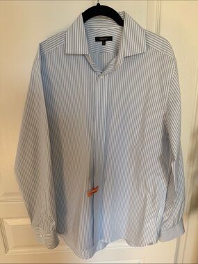 Quince Men’s Blue and White Striped Dress Shirt